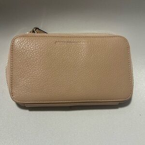 Aimee Kestenberg zip around wallet/wristlet. Light pink leather, almost tan.